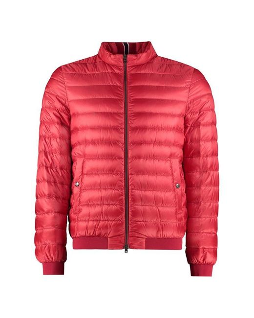 Herno Red Zip-up Quilted Down Jacket for men