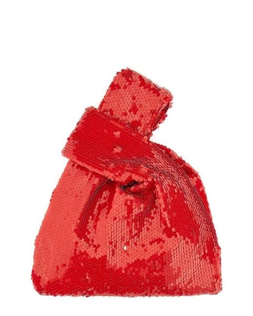 MSGM Red Paillettes Embellished Bag