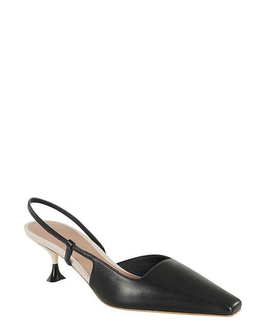 3Juin Black Slingback Kitten Heel Pumps
