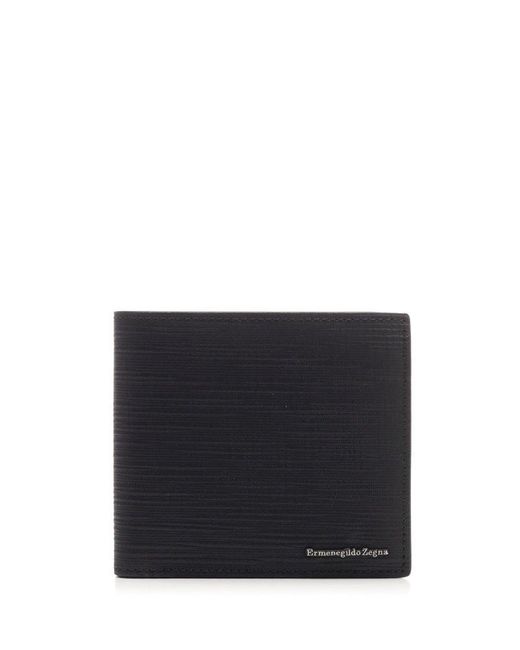 Ermenegildo Zegna Black Logo Plaque Bi-fold Wallet for men