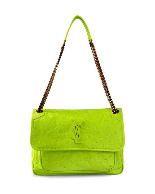Saint Laurent Green Niki Chain-linked Medium Shoulder Bag