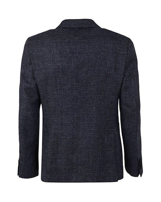 Zegna Blue Linen Wool Deco Jacket for men