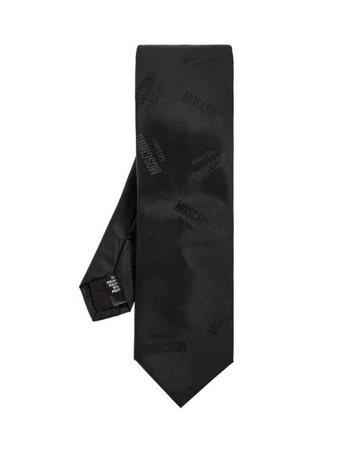 Moschino Black Tie With Monogram, for men