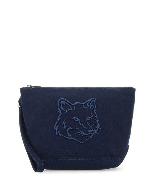 Maison Kitsuné Blue Fox Head Zipped Poch