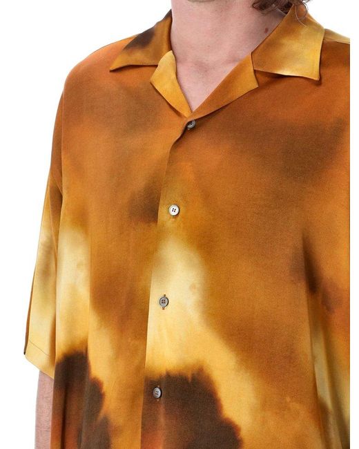 Ambush Orange Short-sleeved Buttoned Shirt for men