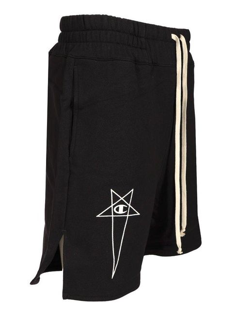 Rick Owens Black X Champion Compact Felpa Jersey Shorts for men