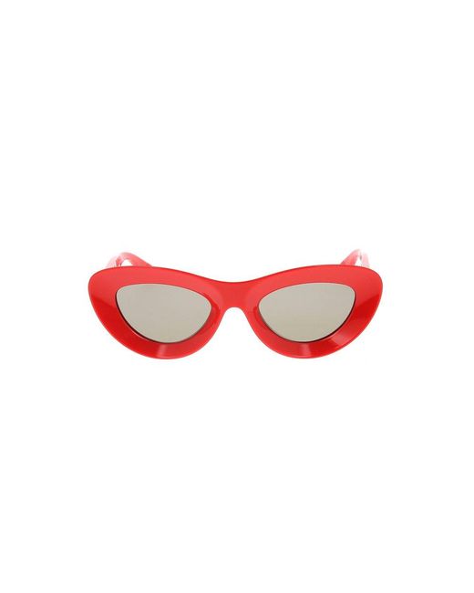 Bottega Veneta Red Cat Eye Frame Sunglasses