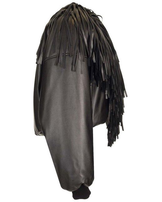Alaïa Black Fringed Bomber Jacket Jackets