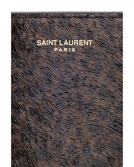 Saint Laurent Black Leather Wallet With Animal Motif for men