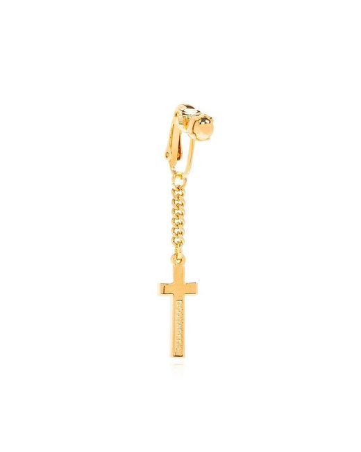 DSquared² Metallic Cross Pendant Clip-on Single Earring for men