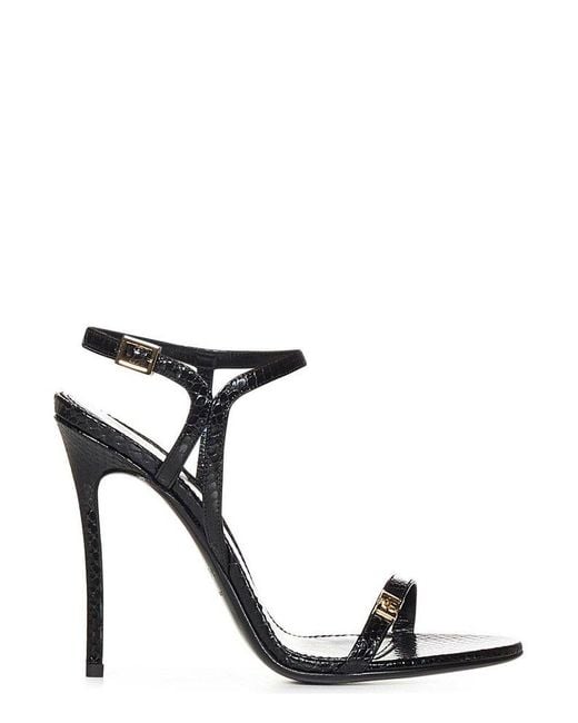 DSquared² Black Snakeskin-Print Metallic Calf Leather S