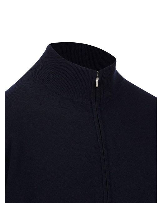 Loro Piana Blue High Neck Zipped Jacket for men