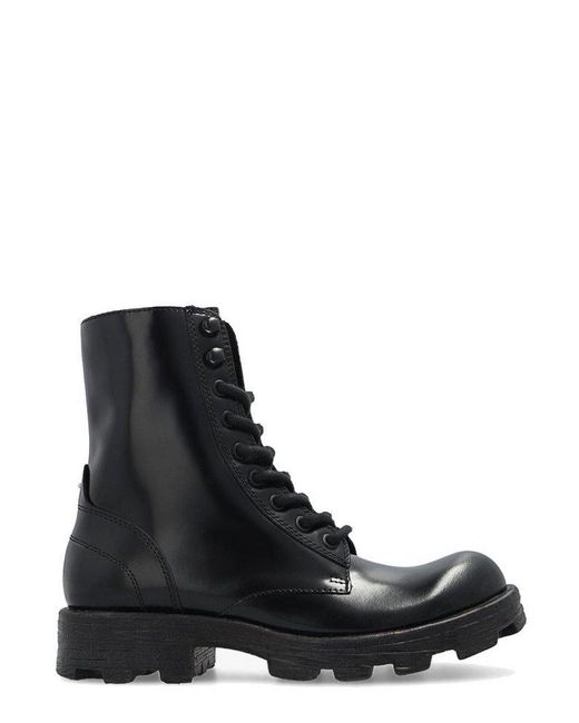 DIESEL D-hammer Bt W Lace-up Combat Boots in Black | Lyst