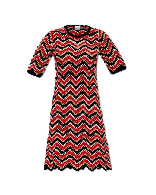 Ganni Red Dress From Organic Cotton,