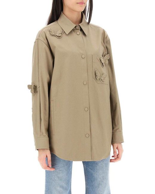 Valentino Natural Butterfly Embellished Overshirt
