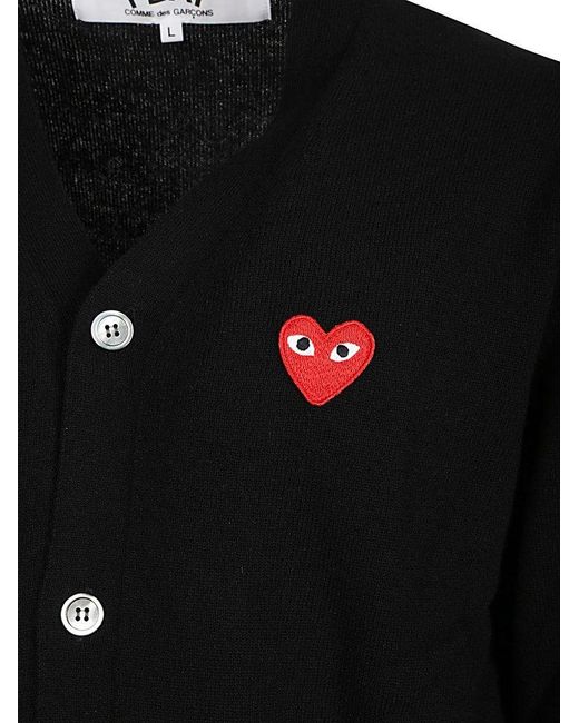COMME DES GARÇONS PLAY Black Iconic Patch Buttoned Cardigan for men