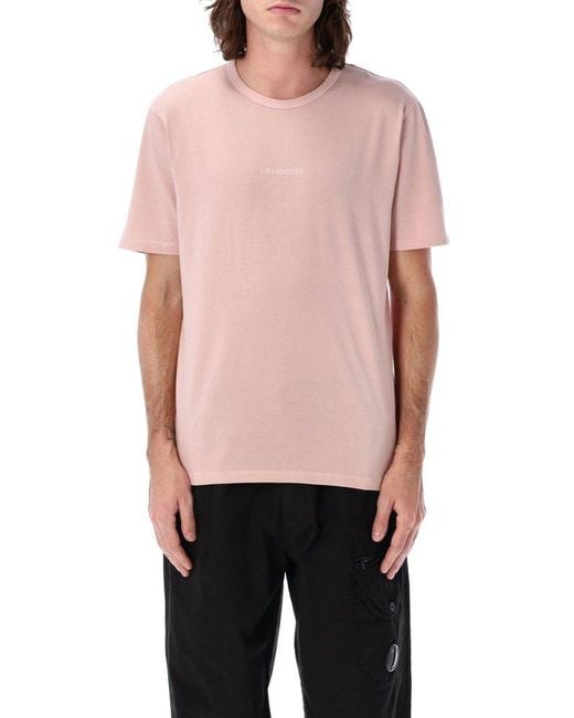 C P Company Pink Logo Print Tee for men