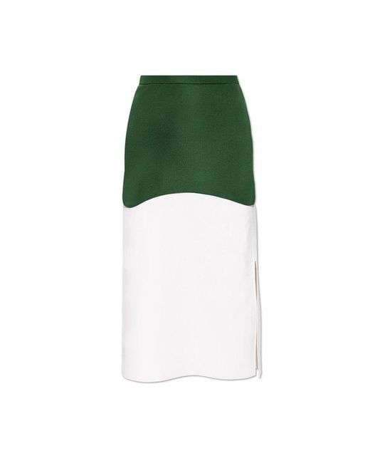 Ferragamo Green Skirt With Logo Application,