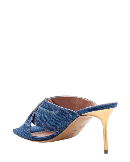 Balmain Blue Denim Safety Pin Mules