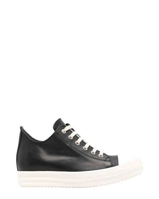 Rick Owens Black Round-toe Lace-up Sneakers