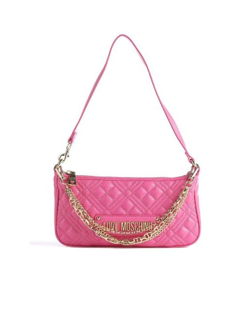 Love Moschino Pink Quilted Zipped Shoulder Bag