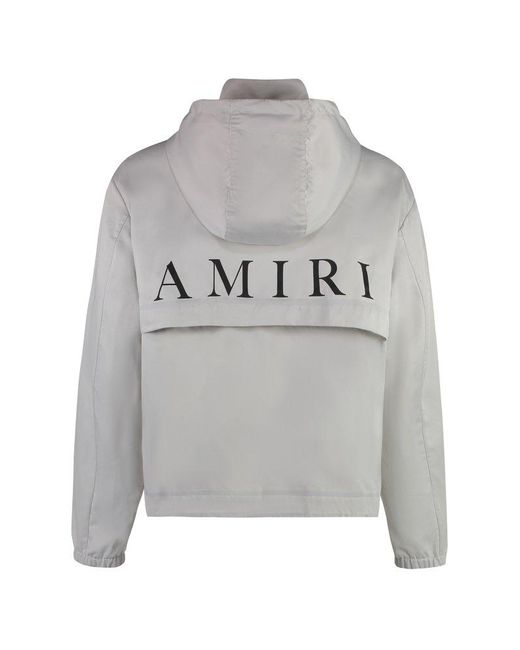 Amiri Gray Technical Fabric Hooded Jacket for men