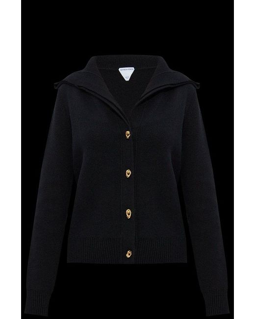 Bottega Veneta Black Knot Button Detailed Knitted Cardigan