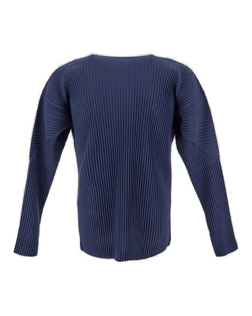 Homme Plissé Issey Miyake Blue Pleated Tee for men