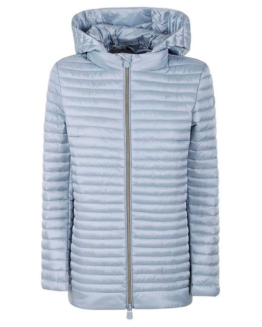 Save The Duck Blue Alima Quilted Hooded Jacket