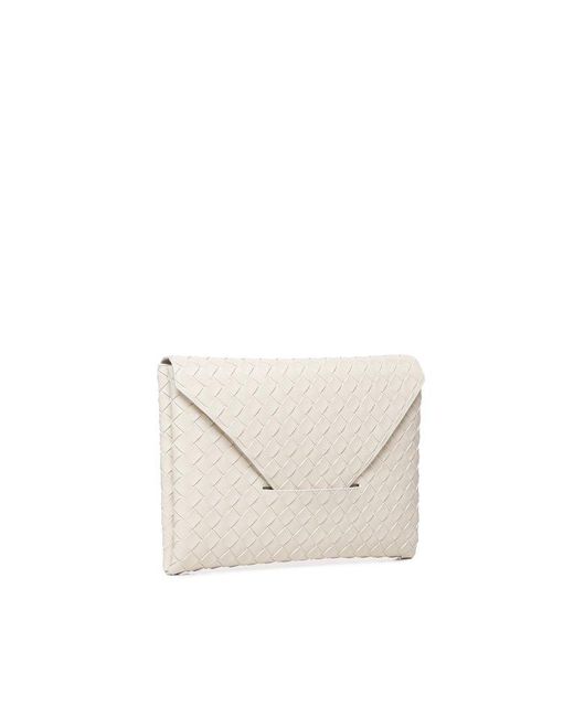 Bottega Veneta White Origami Large Clutch Bag