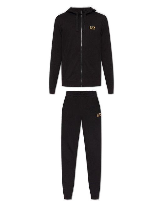 EA7 Black Branded Sweatsuit for men