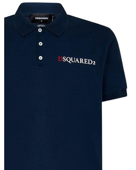 DSquared² Blue Logo-printed Short-sleeved Polo Shirt for men