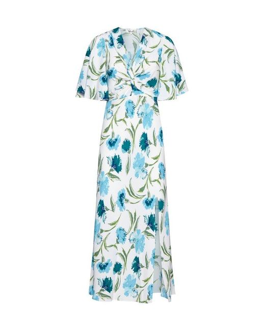 Diane von Furstenberg Blue Bessie Floral Printed Dress