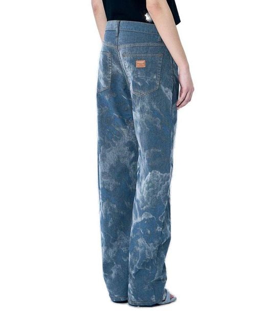 Alexander Wang Blue Low-Rise Flocked Jeans