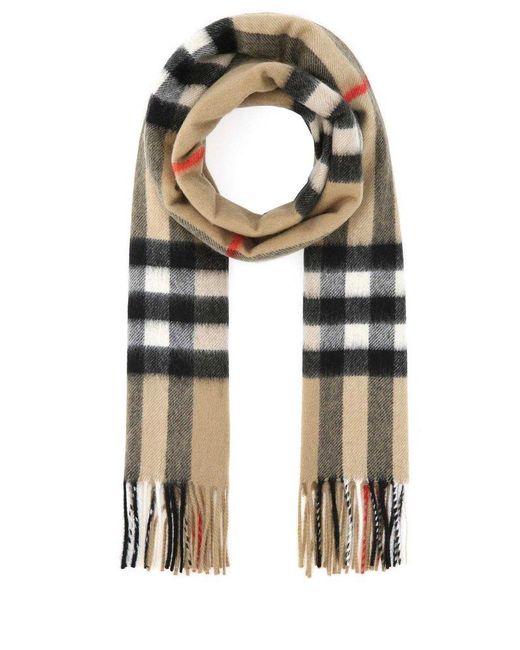 Burberry Black Checked Fringed-edge Scarf