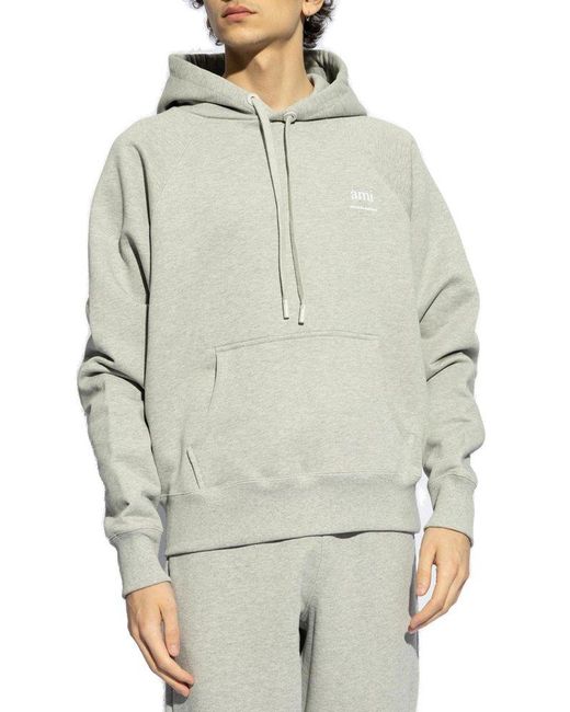 AMI White Hoodie With Logo, for men