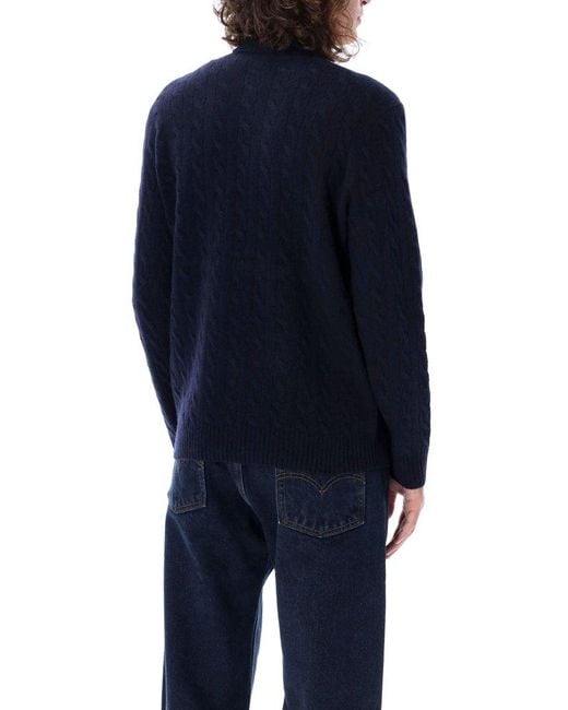 Polo Ralph Lauren Blue Cable Knit High-neck Sweater for men