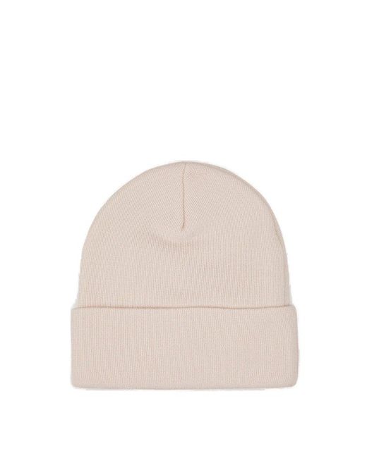 Palm Angels Natural Logo Embroidered Knit Beanie for men