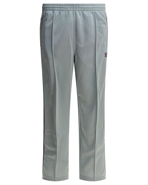 Needles Gray Butterfly-Embroidered Stripe Detailed Track Pants for men