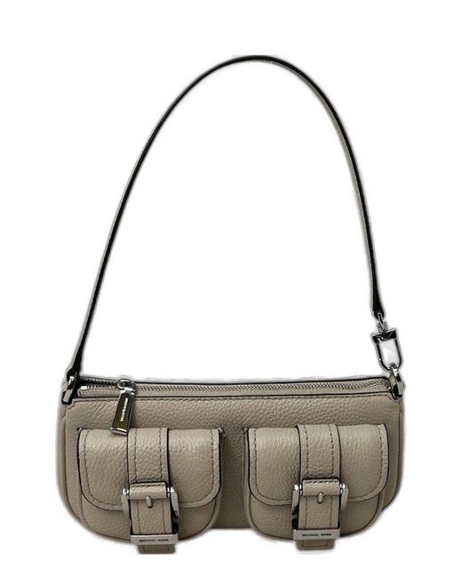 MICHAEL Michael Kors Zoe Small Pebbled Pouch in Metallic | Lyst