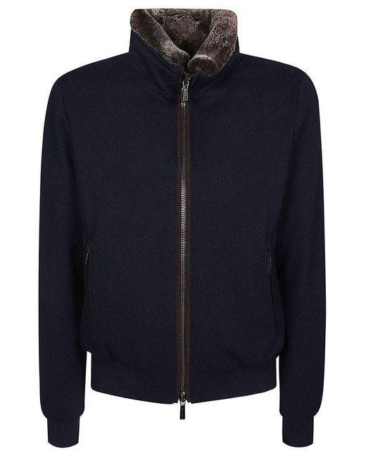 Moorer Blue Fur Collar Jacket for men