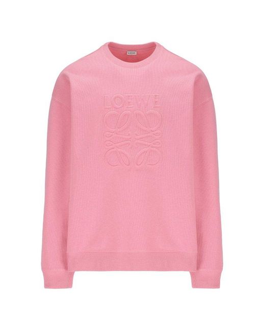 Loewe Pink Logo Embroidered Crewneck Sweatshirt for men