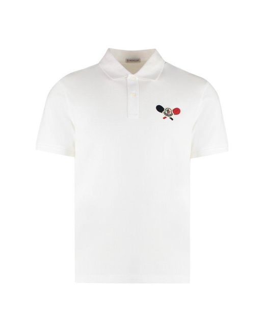 Moncler White Cotton-piqué Polo Shirt for men