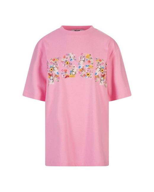 MSGM Pink T-Shirts & Tops