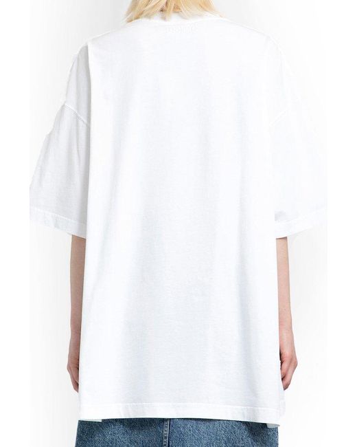 Vetements White Logo Embroidered Oversized T-shirt for men