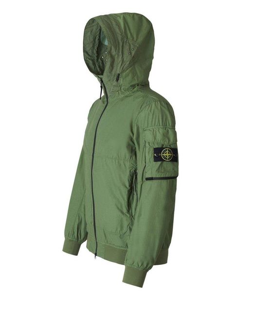 Stone Island Compass Zip-up Hooded Jacket in Green for Men | Lyst UK