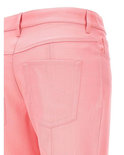 Marni Pink Logo Embroidery Wool Trousers