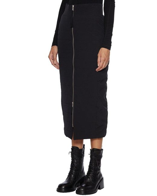 Thom Krom Black Padded High Waist Zip-up Midi Skirt
