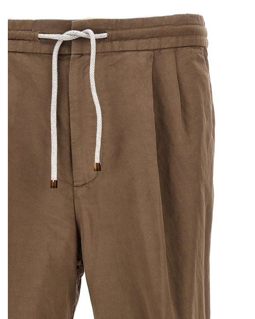 Brunello Cucinelli Natural Mid-rise Tapered-leg Trousers for men
