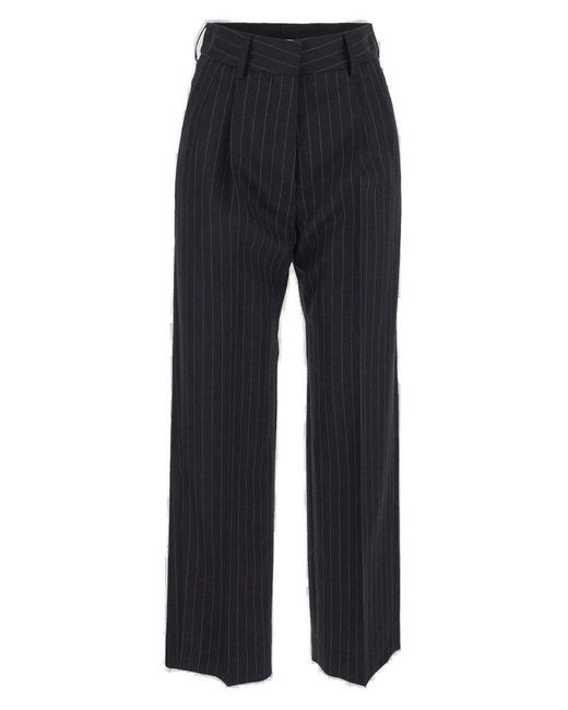 Blazé Milano Blue High-waist Pinstripe-pattern Straight Leg Trousers